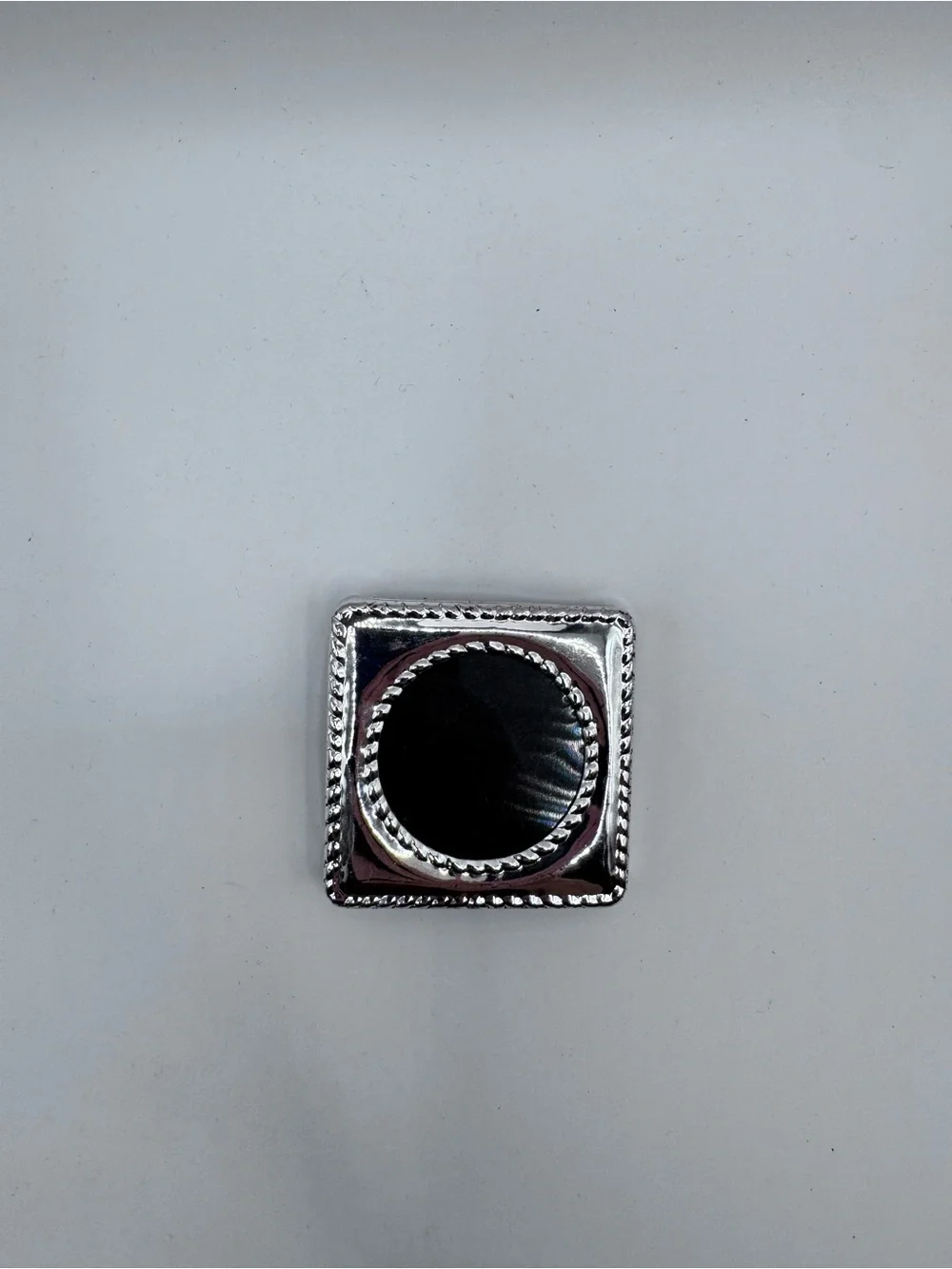 Mini Square Metal Picture Frame Silver Tone w/ Black Back, Easel 2”x2”